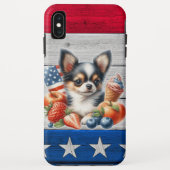 Chihuahua Patriotic Fruit USA Long Hair Chihuahua Case-Mate iPhone Hülle (Rückseite)