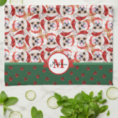 Chihuahua Pattern Monogram Christmas Dog Geschirrtuch (Gefaltet)