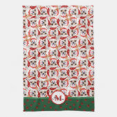 Chihuahua Pattern Monogram Christmas Dog Geschirrtuch (Vertikal)