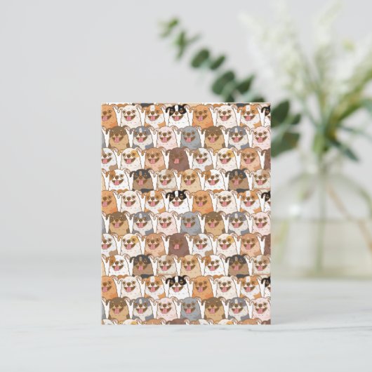 Chihuahua Pattern Postkarte (Stehend Vorderseite)