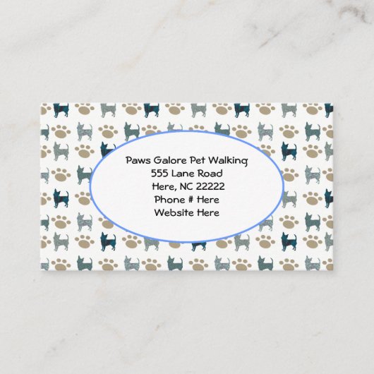 Chihuahua & Paw Business Card Visitenkarte (Vorderseite)