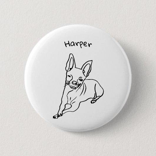 Chihuahua: Personalisierte Art Deco Button (Vorderseite)