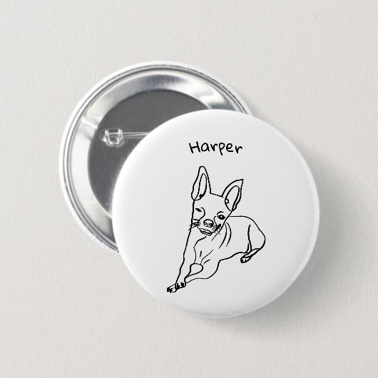 Chihuahua: Personalisierte Art Deco Button (Vorne & Hinten)
