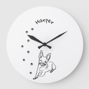Chihuahua: Personalisierte Art Deco Große Wanduhr
