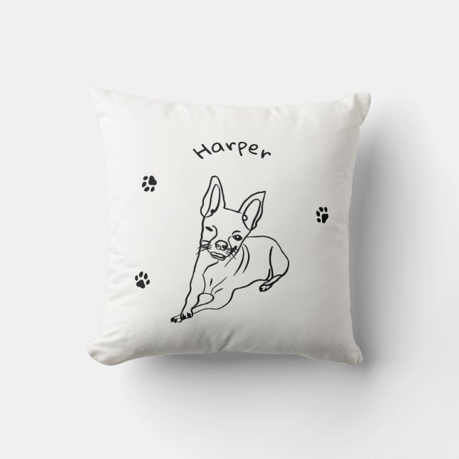 Chihuahua: Personalisierte Art Deco Kissen (Vorderseite)