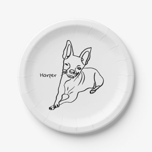 Chihuahua: Personalisierte Art Deco Pappteller (Vorderseite)