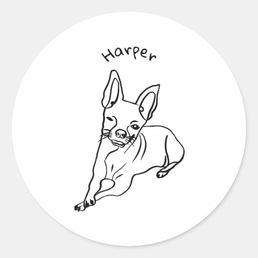 Chihuahua: Personalisierte Art Deco Runder Aufkleber (Vorderseite)