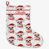 Chihuahua, personalisierter Hund mit Collar Großer Weihnachtsstrumpf (Vorderseite)