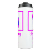 Chihuahua Pet Hund Hot Pink & Blue Silhouette Thermosbecher (Vorderseite)