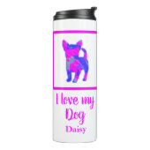 Chihuahua Pet Hund Hot Pink & Blue Silhouette Thermosbecher (Nach links gedreht)
