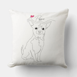 Chihuahua Pet Line Art with Name Kissen