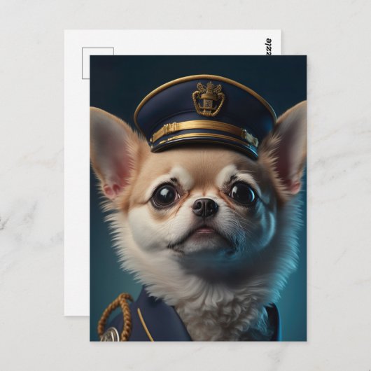 Chihuahua Pilot Captain Postkarte (Vorne/Hinten)