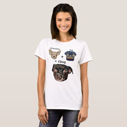 Chihuahua Plus Mops Equals Chug Dog T-Shirt (Vorne ganz)