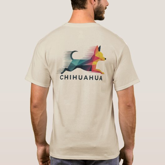 Chihuahua poligonal en amarillo y azul T-Shirt (Rückseite)