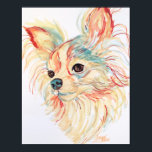 Chihuahua Pop Long Haired Art Poster<br><div class="desc">Dieses Pop-Kunstposter ist von einem langen haarigen Chihuahua. Es ist ein Original gezeichnet von Künstler Carol Zeock.</div>