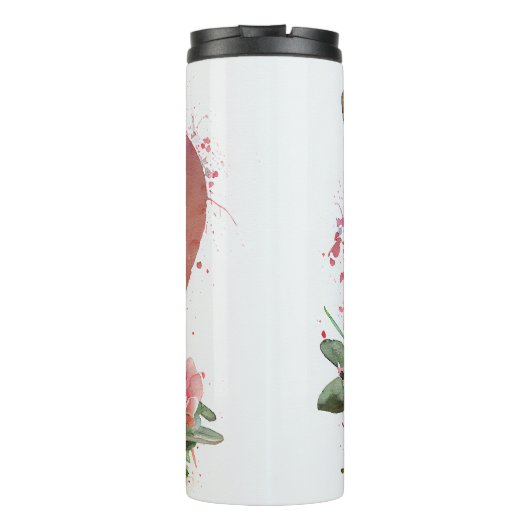 Chihuahua Portrait mit Herz-Hintergrund Thermosbecher (Rückseite)