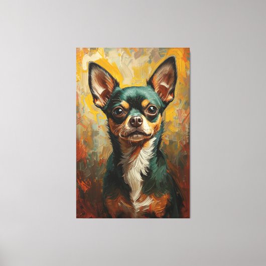 Chihuahua Portrait Vibrant Ölgemälde Leinwanddruck (Vorderseite)