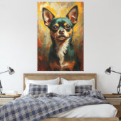 Chihuahua Portrait Vibrant Ölgemälde Leinwanddruck (Insitu (Schlafzimmer))