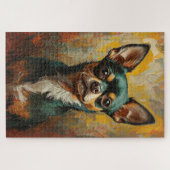 Chihuahua Portrait Vibrant Ölgemälde Puzzle (Horizontal)