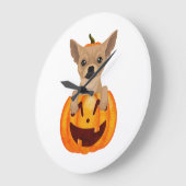 Chihuahua Pumpkin Große Wanduhr (Winkel)