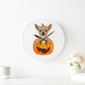 Chihuahua Pumpkin Große Wanduhr (Zuhause)