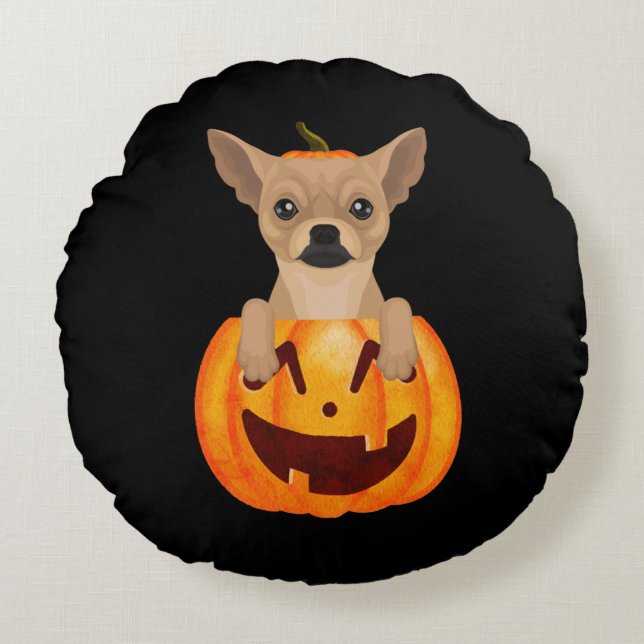 Chihuahua Pumpkin Rundes Kissen (Vorderseite)