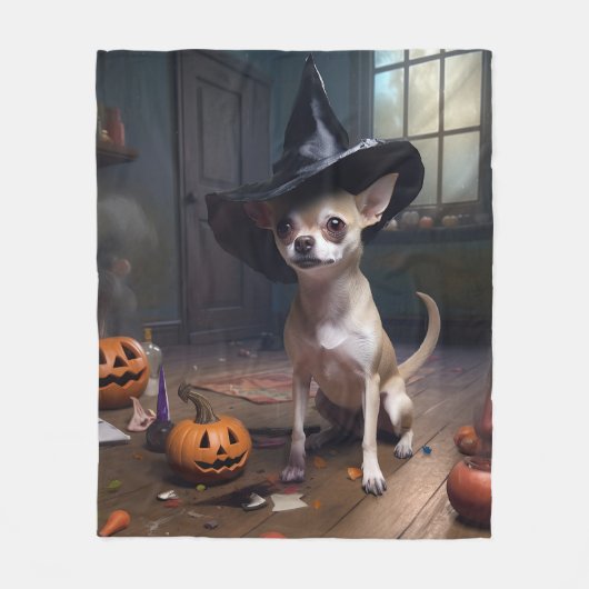 Chihuahua Pumpkins Halloween Beängstigend Fleecedecke (Vorderseite)