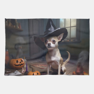 Chihuahua Pumpkins Halloween Beängstigend Geschirrtuch