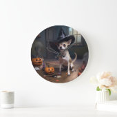 Chihuahua Pumpkins Halloween Beängstigend Große Wanduhr (Zuhause)