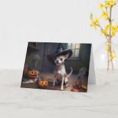 Chihuahua Pumpkins Halloween Beängstigend Karte (Gelbe Blume)