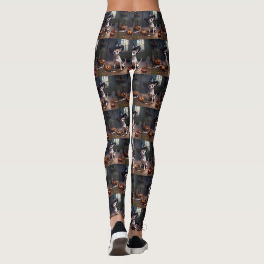 Chihuahua Pumpkins Halloween Beängstigend Leggings (Rückseite)