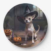 Chihuahua Pumpkins Halloween Beängstigend Pappteller (Vorderseite)