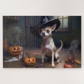 Chihuahua Pumpkins Halloween Beängstigend Puzzle (Horizontal)