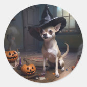 Chihuahua Pumpkins Halloween Beängstigend Runder Aufkleber (Vorderseite)
