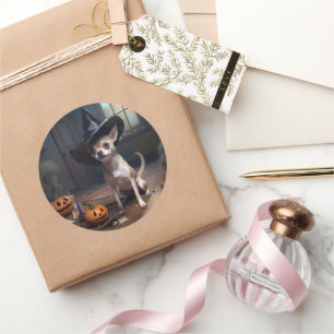 Chihuahua Pumpkins Halloween Beängstigend Runder Aufkleber