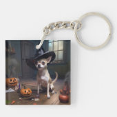Chihuahua Pumpkins Halloween Beängstigend Schlüsselanhänger (Rückseite)