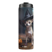 Chihuahua Pumpkins Halloween Beängstigend Thermosbecher (Vorderseite)