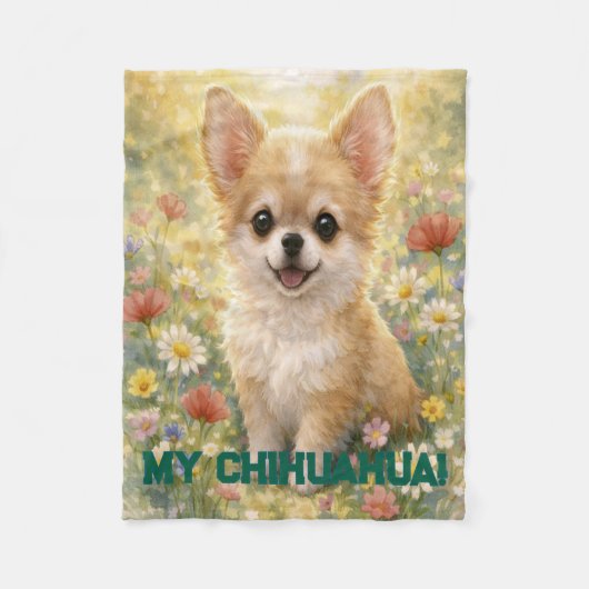 Chihuahua Puppy Customizable Blanket Fleecedecke (Vorderseite)