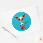 Chihuahua Puppy Dog Colorado Flag Gitarre spielen Runder Aufkleber (Umschlag)