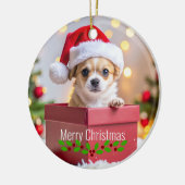 Chihuahua Puppy Dog's Christmas Keramik Ornament (Links)