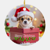 Chihuahua Puppy Dog's Christmas Keramik Ornament (Hinten)