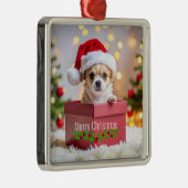 Chihuahua Puppy Dog's Christmas Ornament Aus Metall (Rechts)