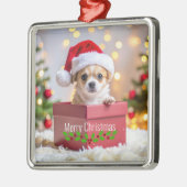 Chihuahua Puppy Dog's Christmas Ornament Aus Metall (Links)
