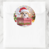 Chihuahua Puppy Dog's Christmas Runder Aufkleber (Tasche)