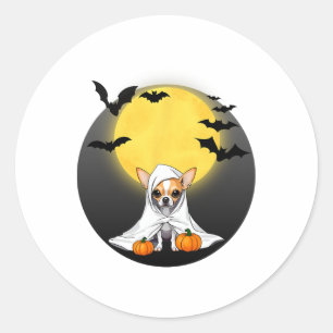 Chihuahua Puppy Ghost Halloween Kostüm - Kleines T Runder Aufkleber