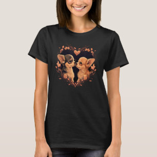 Chihuahua Puppys Niedliche Hunde Kleine Liebe Herz T-Shirt