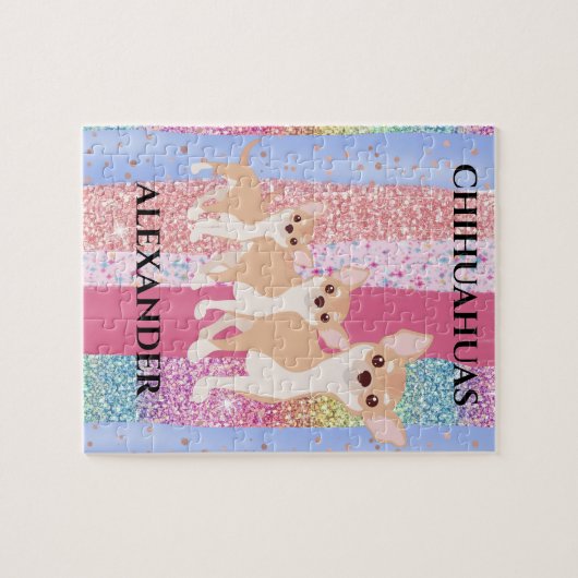 CHIHUAHUA PUZZLE & PERSONALISIERTER NAME. (Horizontal)