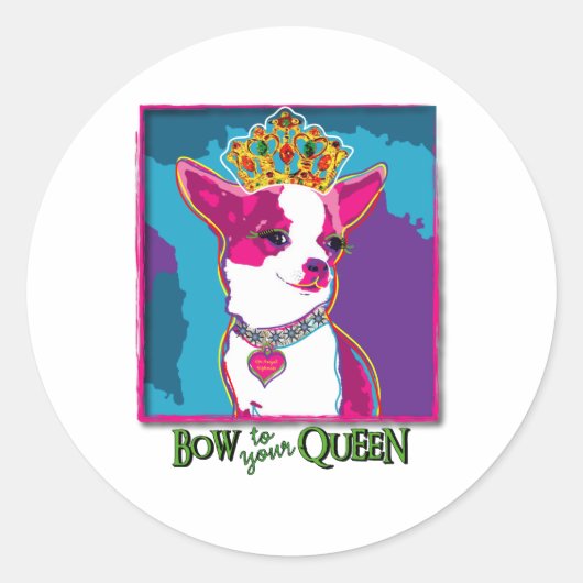 Chihuahua Queen Runder Aufkleber (Vorderseite)