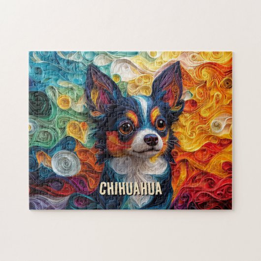 Chihuahua Quilling Art Dog Portrait Puzzle (Horizontal)