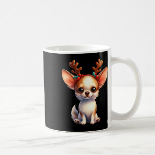 Chihuahua Reindeer Weihnachtsmannmütze Xmas Lights Kaffeetasse